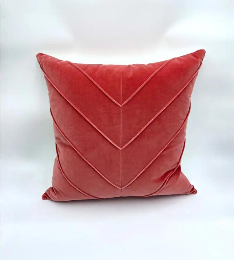 Knife Edge Velvet Coral Pillow Atelier Modern