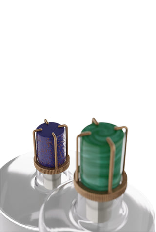 Lapis Malachite Decanters, Set Of 2