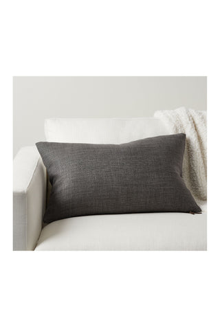 Belgian Linen Lumbar Pillow Cover, Charcoal