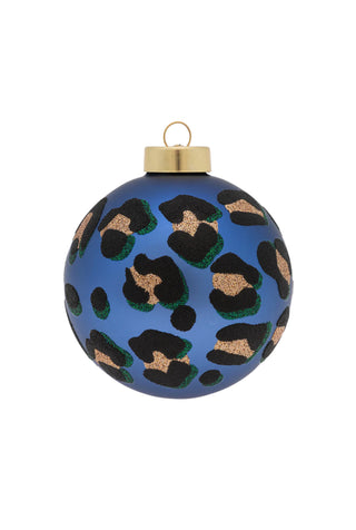 Blue Leopard Print Round Ornament