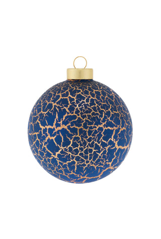 Blue and Gold Crackled Round Ornament
