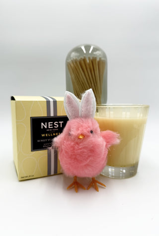 Easter Sunlit Yuzu/Neroli Wellness Candle, Cloche & Feather Chick Bundle