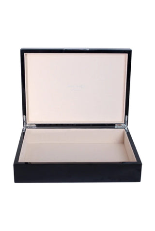 Large Black Lacquer Box With Silver