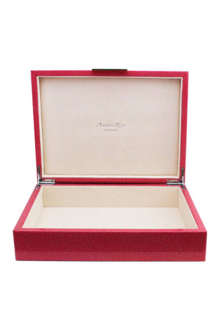 Large Pink Shagreen Lacquer Box with Silver