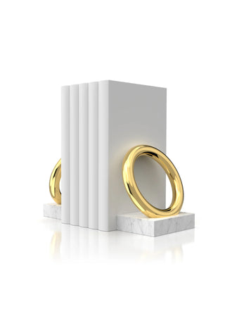 Ring Bookends, Marble & Gold, Set of 2