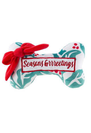 Seasons Grrreetings Holly Print Bone