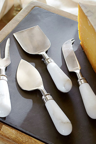 White Marble Cheese Knives, Set of 4