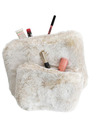 Pearl Mink Faux Fur Travel Pouches