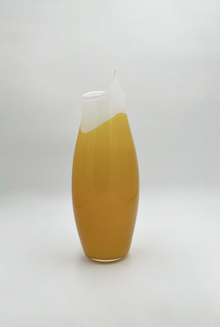 Jackknife Vase Yellow/White (Wide Opening)