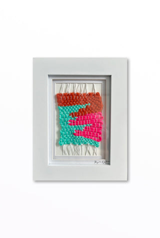Pink, Turquoise & Sunset Framed Weavings