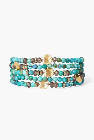 Turquoise Mix Gold Coin Naked Wrasp Bracelet