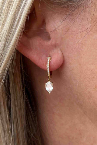 Yellow Gold Diamond Topaz Florentina Huggie Earrings