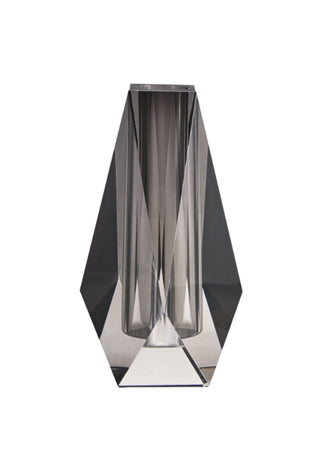 Faceted Smoke Crystal Tall Vase