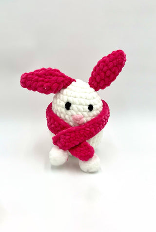 Bunny with Scarf Yarnimal in White & Pink